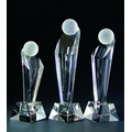 9 1/2" Golf Optical Crystal Award with Slanted Tower
